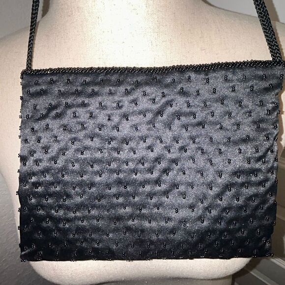 La Regale Beaded Embellished Satin Shoulder Evening Purse Bag - Picture 4 of 5